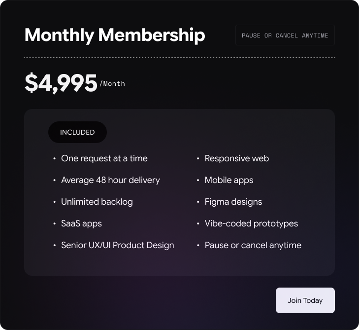 Design Early monthly membership interface